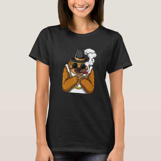 Camiseta Sloth animal smokes cigarettes style a hip hop tha (Frente)