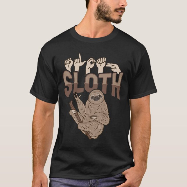 Camiseta Sloth Asl Gesto de Mão Surda Perda de Consciência (Frente)