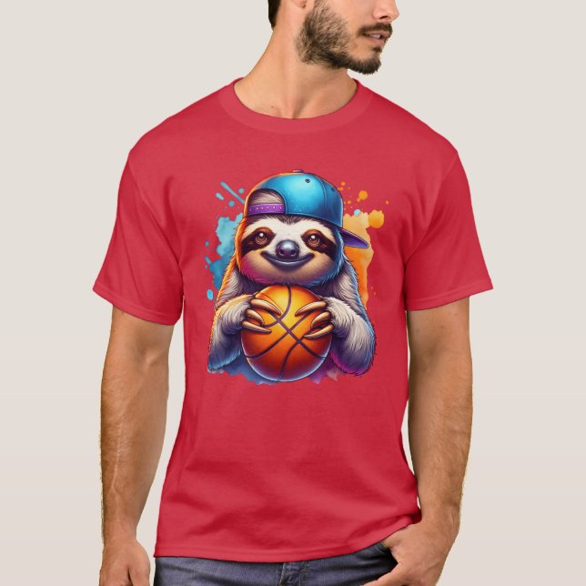 Camiseta Sloth Basketball Player Funny Sports Design funny  (Frente)