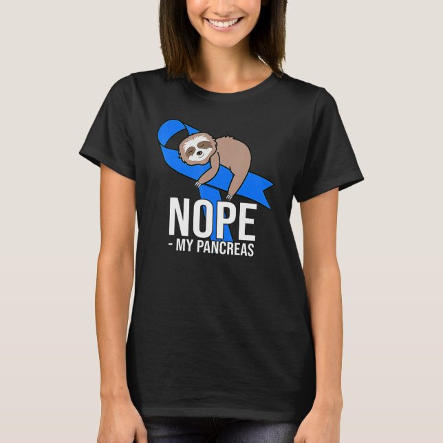 Camiseta Sloth Blue Ribbon Warrior Cute Diabetic Awareness  (Frente)