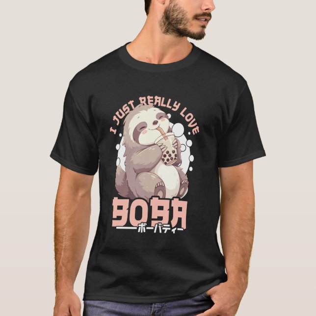 Camiseta Sloth Boba Tea Kawaii Bubble Tea Sloth Anime Neko  (Frente)