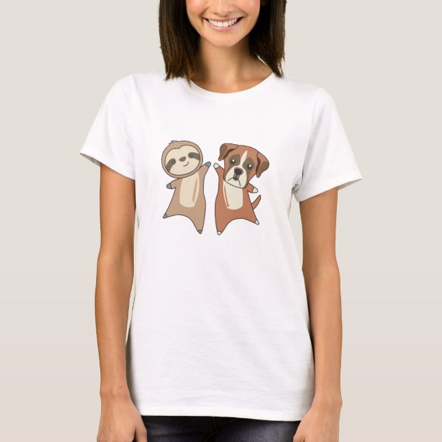 Camiseta Sloth Boxer Amantes de os animais Crianças (Frente)