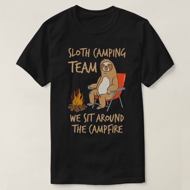 Camiseta Sloth Camping Team Vestuário Lover Dom Engraçado (Frente do Design)