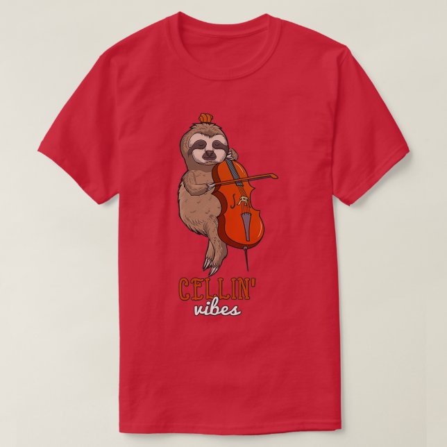 Camiseta Sloth Cello Player Cellist Nap Sloth (Frente do Design)