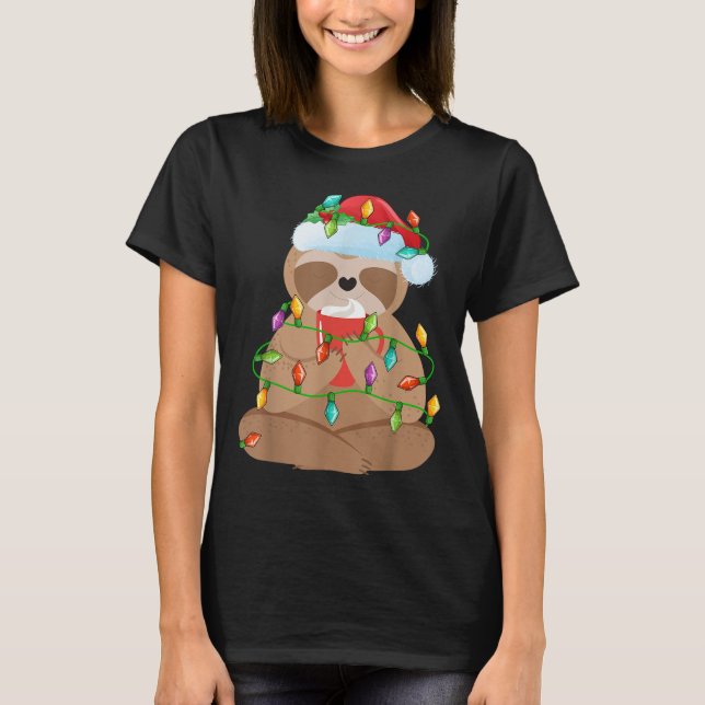Camiseta Sloth Christmas Shirt For Boys Girls Kids Lights S (Frente)