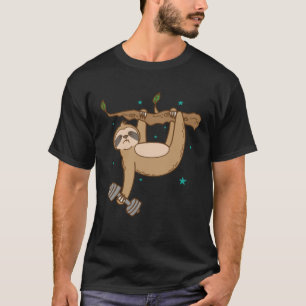Camiseta Sloth com Dumbbell fazendo Malhação preguiçosa
