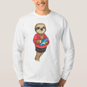 Camiseta Sloth como Secretário com Notepad