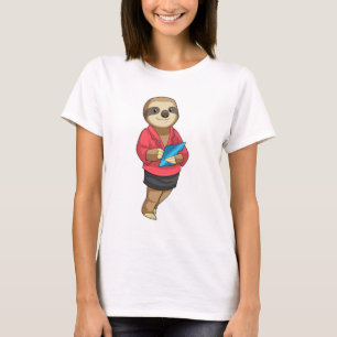 Camiseta Sloth como Secretário com Notepad