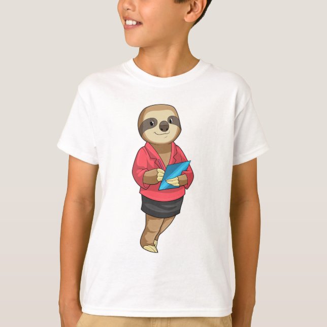 Camiseta Sloth como Secretário com Notepad (Frente)