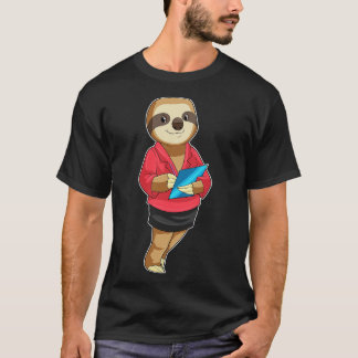 Camiseta Sloth como Secretário com Notepad