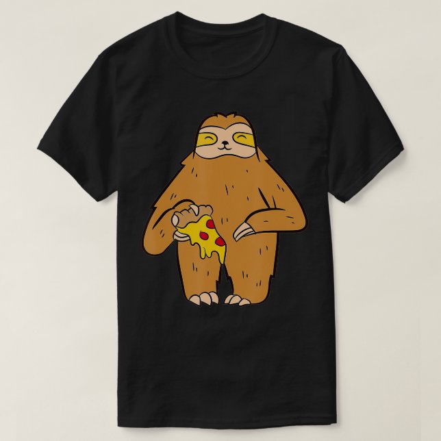 Camiseta Sloth Eating Pizza Slice Cuja Lama (Frente do Design)