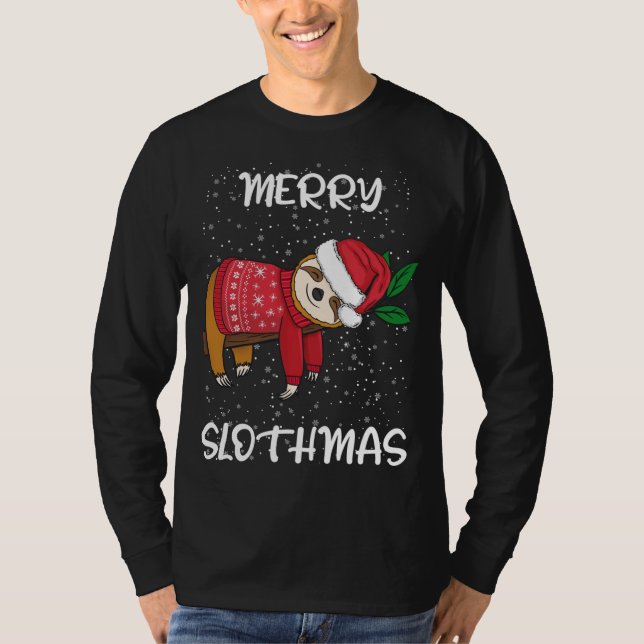 Camiseta Sloth Felry Christmas Sweater Papais noeis Sloth F (Frente)