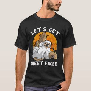 Camiseta Sloth Ghost Vamos Ficar com Folha Diante do Hallow