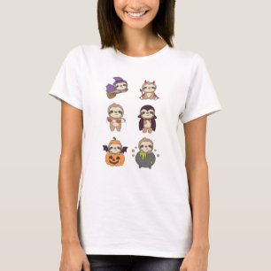 Camiseta Sloth Halloween Devil Pumpkin Vampire Costume