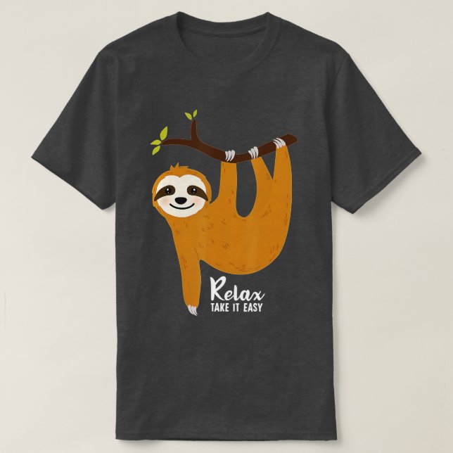 Camiseta Sloth Hang em uma árvore Engraçado Lover Relaxe Ta (Frente do Design)