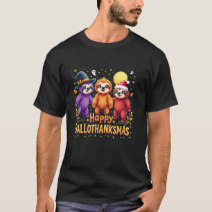 Camiseta Sloth Happy Hallothanksmas Dia das Bruxas