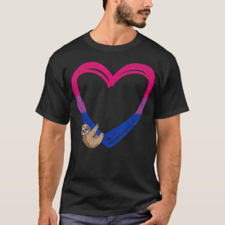 Camiseta Sloth Heart Bisexual Funny Animal Pride Bi Flag LG