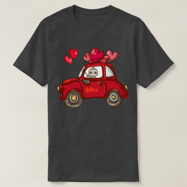 Camiseta Sloth Heart Carro Love Ballon Sloth V (Frente do Design)