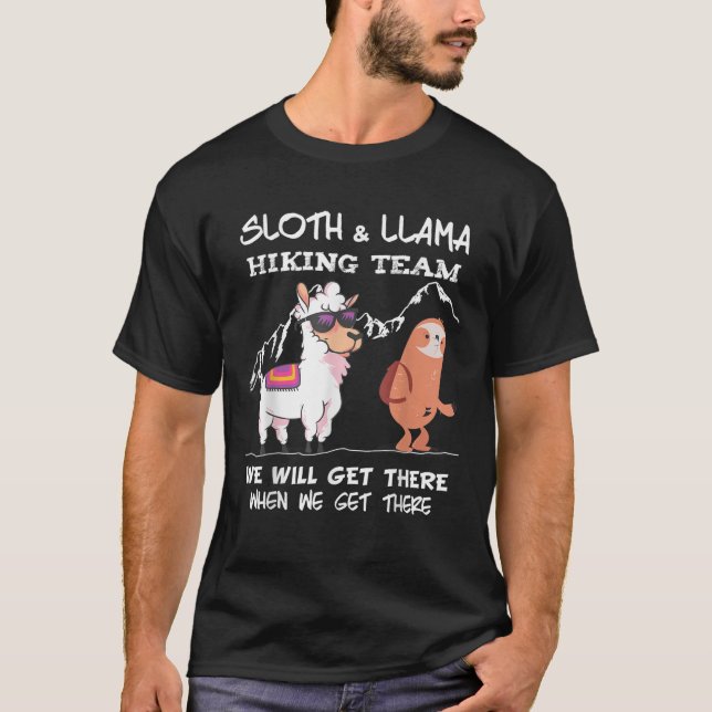 Camiseta Sloth Hiking Team Sloth Llama Hiking Mountaineerin (Frente)