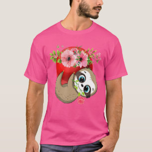 Camiseta Sloth Holding Floral Bola de boliche Player Famíli