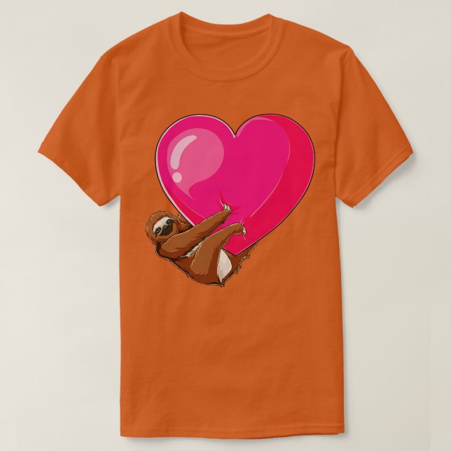 Camiseta Sloth Hugging a Heart Funny Valentines Day Gifts (Frente do Design)