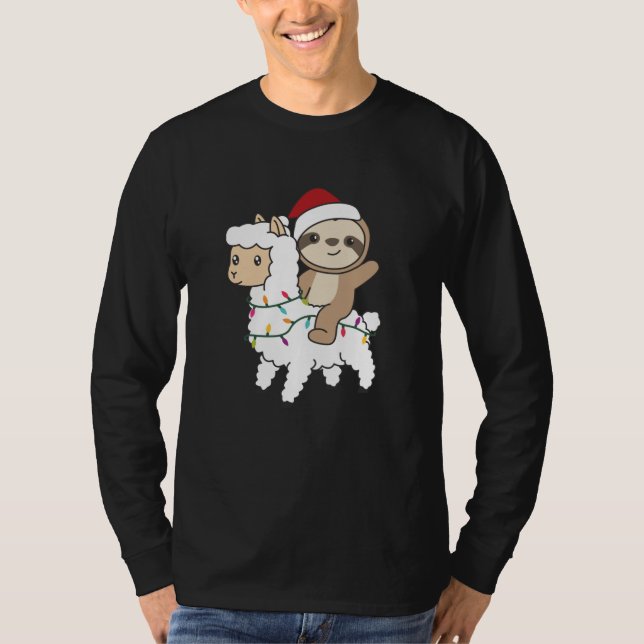 Camiseta Sloth Lama Christmas Snow Winter Animals (Frente)