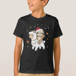 Camiseta Sloth Lama Natal Snow Animais De Inverno