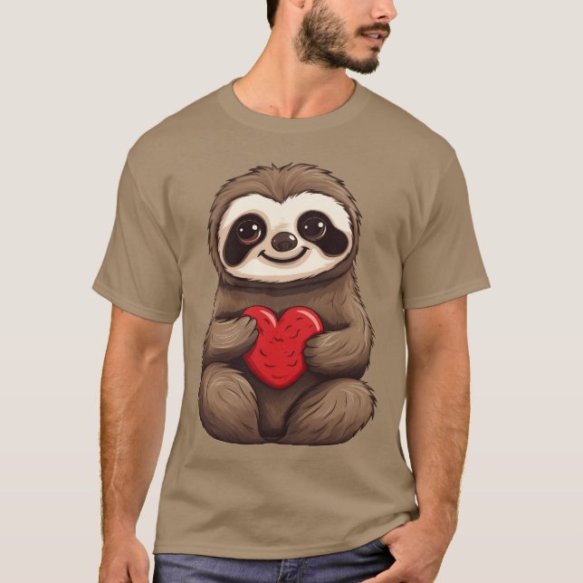Camiseta Sloth Love In Love Friendship and Valentines (Frente)