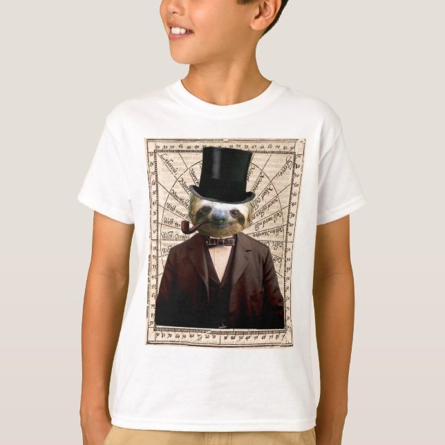 Camiseta Sloth Man Victorian Steampunk Antropomórfico (Frente)