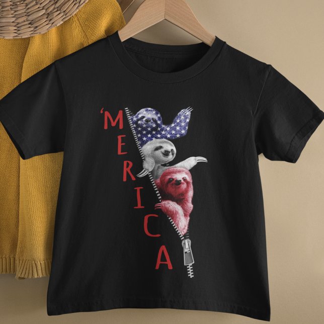 Camiseta Sloth Merica Sloth No Zipper Graphic American Flag (Criador carregado)