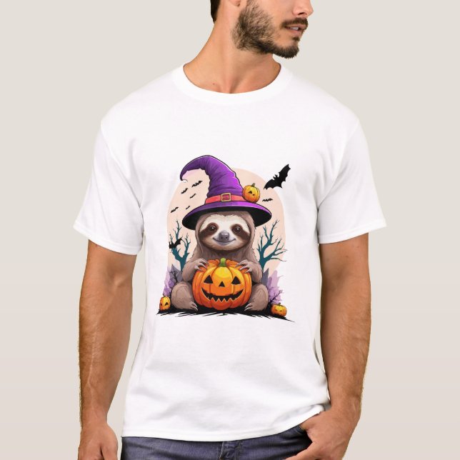 Camiseta Sloth Pink Hat Halloween (Frente)