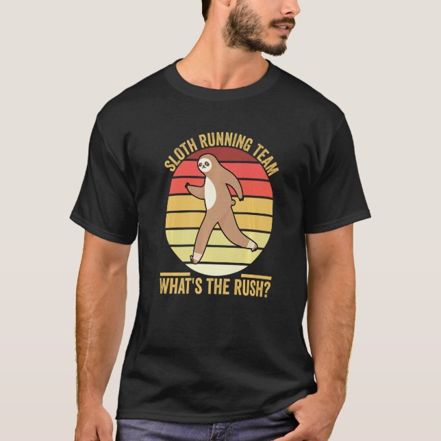 Camiseta Sloth Running Team  What's The Rush Marathon (Frente)