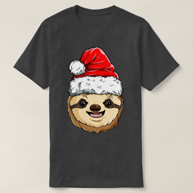 Camiseta Sloth Santa Christmas Kids Boys Girls Xmas Gifts (Frente do Design)