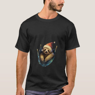Camiseta Sloth Santa Hat Noite Luzes De Natal X Mas Pajamas