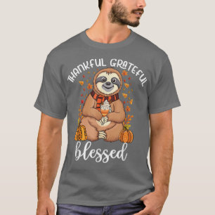 Camiseta Sloth segurando picha de abóbora feliz outono