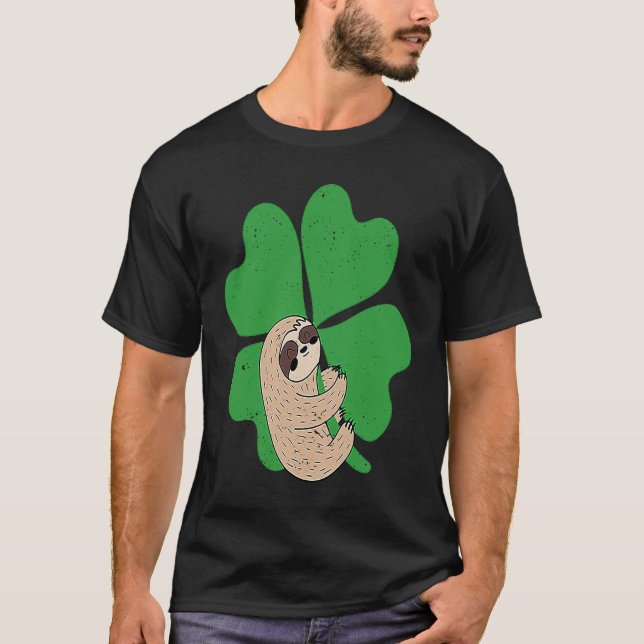 Camiseta Sloth Shamrock Cute C Lazy St Patricks Day Animal  (Frente)