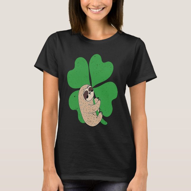 Camiseta Sloth Shamrock Cute C Lazy St Patricks Day Animal  (Frente)