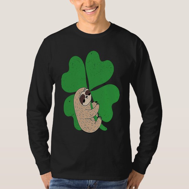 Camiseta Sloth Shamrock Cute C Lazy St Patricks Day Animal  (Frente)