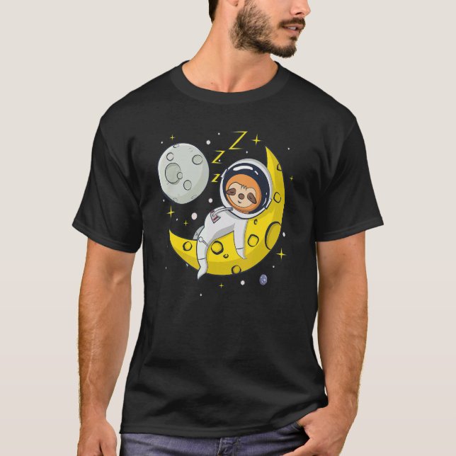 Camiseta Sloth Sleeping on The Moon  Cute Astronaut Sloth (Frente)
