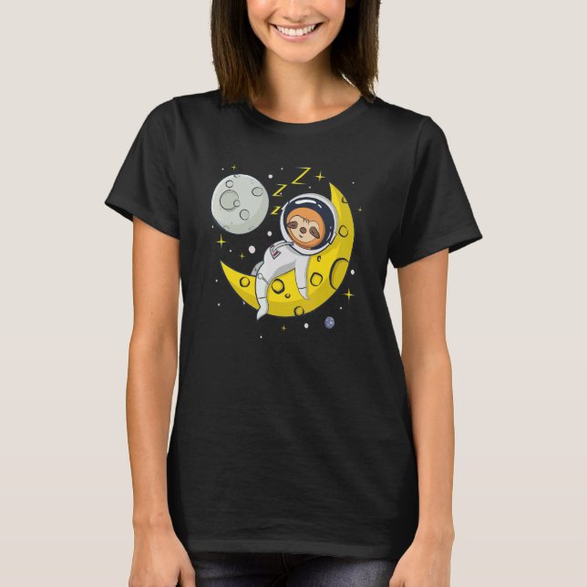 Camiseta Sloth Sleeping on The Moon  Cute Astronaut Sloth (Frente)