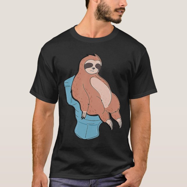 Camiseta Sloth Sleeping on Toilet Cute Lazy Sloth (Frente)