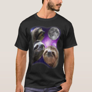 Camiseta Sloth - Três Sloth Howling Moon Funny Parody Desi