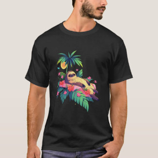 Camiseta Sloth Tropical Beach Sea Summer Vaces Lazy Slot