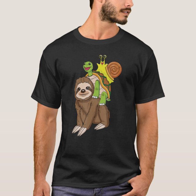 Camiseta Sloth Turtle Snail Piggyback em Execução Equipe 1 (Frente)