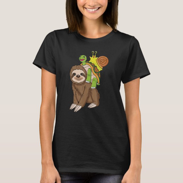 Camiseta Sloth Turtle Snail Piggyback em Execução Equipe 1 (Frente)