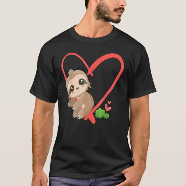 Camiseta Sloth Valentine Heart Valentines Day Sloth (Frente)