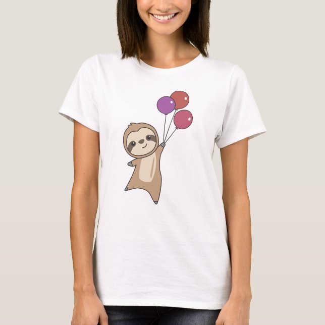 Camiseta Sloth Voa Para Cima Com Balões (Frente)
