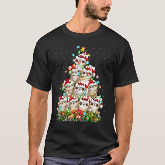 Camiseta Sloth  Xmas Lights Santa Sloth Christmas Tree (Frente)
