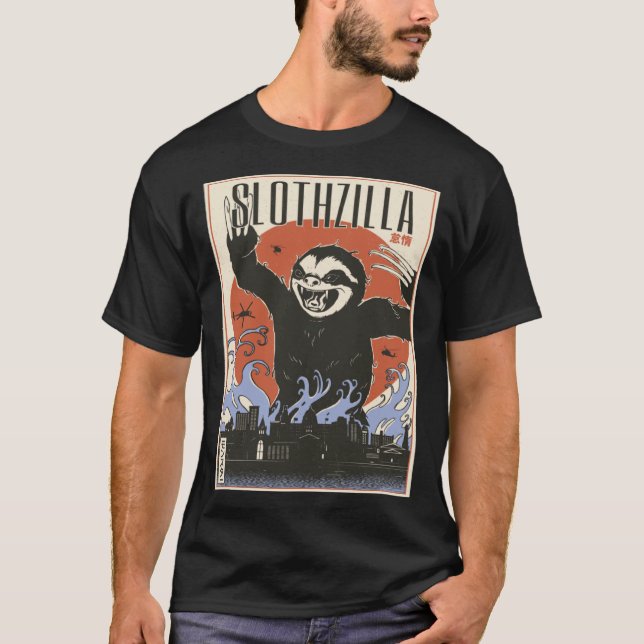 Camiseta Slothzilla Japanese Sloth Giant Monster Sloth (Frente)