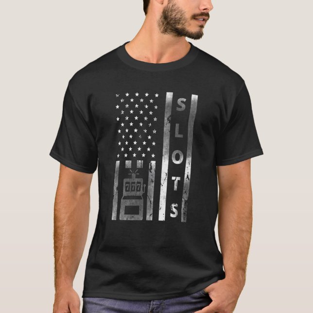 Camiseta Slots Vintage US Flag Machine Gambling Casino (Frente)